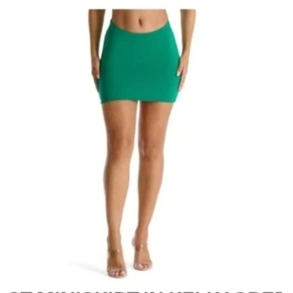 Naked Wardrobe Green Mini Skirt Scoop Waist NWT Large